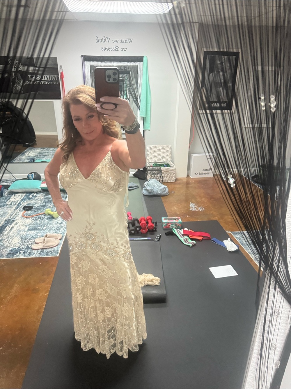 Beige Lace Embellished Maxi Dress with Bolero